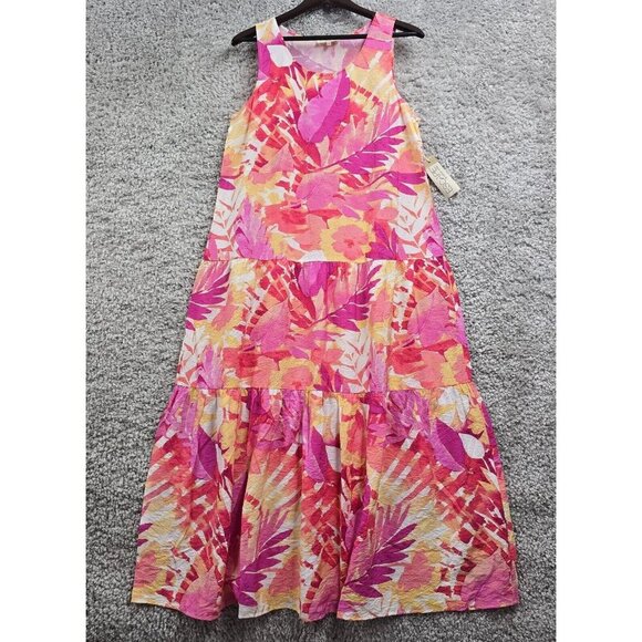 Escape by Habitat Maxi Dress M Pink Floral‎ Lightweight Summer Travel Resortcore - Picture 1 of 11